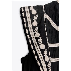 ZW COLLECTION CONTRAST EMBROIDERY DRESS