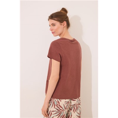 Camiseta manga corta 100% algodón marrón