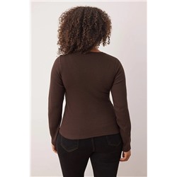 Kahverengi-Bej 2'li Paket Kaşkorse Örme Büyük Beden Bluz TBBAW26AF00055