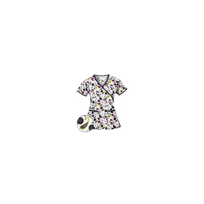UA Party Paisley White Mock Wrap Print Scrub Top