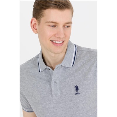 Erkek Gri Melanj Basic Polo Yaka Tişört