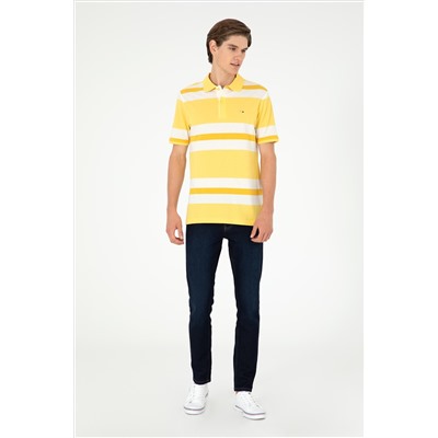 Erkek Regular Fit Polo Yaka Sarı Tişört