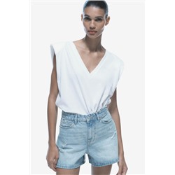 T-SHIRT WITH V-NECKLINE AND SHOULDER PADS