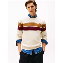 Block-Stripe Crewneck Sweater