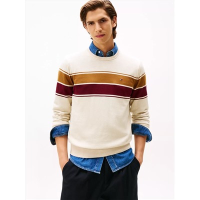 Block-Stripe Crewneck Sweater