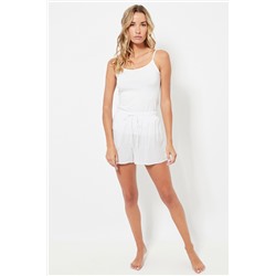 Short de pijama cintura alta - Blanco