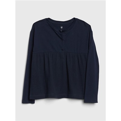 Kids Henley Crinkle-Weave Shirt