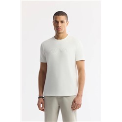 Avva, Erkek Beyaz Baskılı Bisiklet Yaka İnterlok T-Shirt A41Y1174