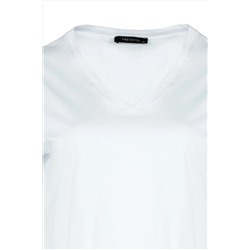 Beyaz V Yaka Basic %100 Pamuk Örme T-Shirt TBBSS22BF0028