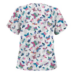 UA Boho Butterfly White Scrub Top
