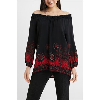 Blusa cuello barco boho