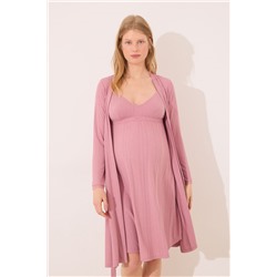 Bata midi "maternity" pointelle rosa