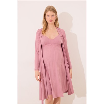 Bata midi "maternity" pointelle rosa