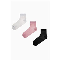 Penti, Shiny Tulles Siyah Beyaz Pembe 3lü Soket Çorap