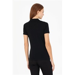 Kadın Siyah Basic Polo Yaka Tişört