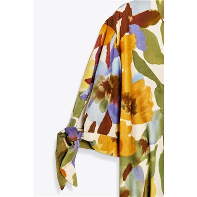 PRINTED POPLIN MIDI DRESS