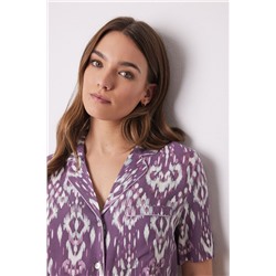 Pijama camisero Capri print geométrico morado