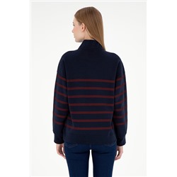Kadın Dik Yaka Lacivert Sweatshirt