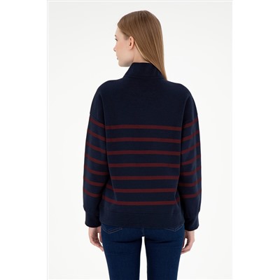 Kadın Dik Yaka Lacivert Sweatshirt