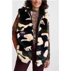 Chaleco peludo animal print bordado