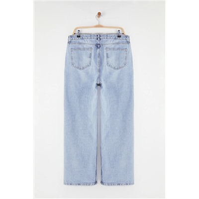 Mavi Yüksek Bel Geniş Paça Büyük Beden Jeans TBBSS24CJ00042