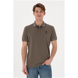 Erkek Regular Fit Polo Yaka Vizon Basic Tişört