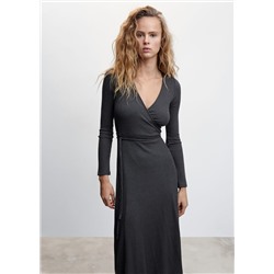 Vestido canalé cruzado -  Mujer | MANGO OUTLET España