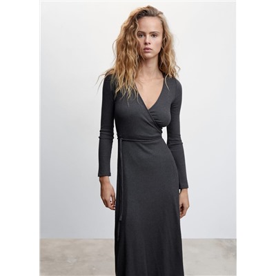 Vestido canalé cruzado -  Mujer | MANGO OUTLET España