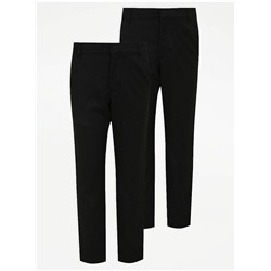 Boys Black Skinny Leg School Trousers 2 Pack