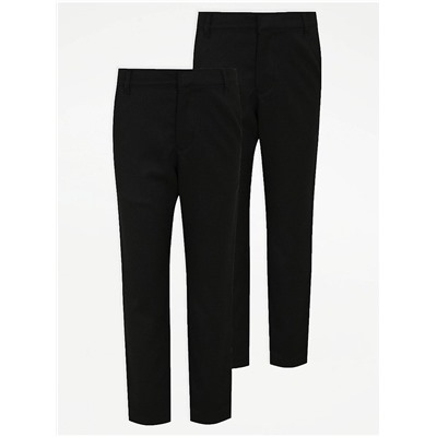 Boys Black Skinny Leg School Trousers 2 Pack