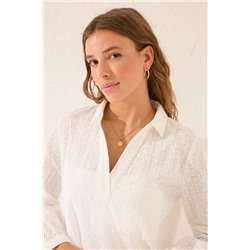 Vestido midi algodón bordado suizo blanco