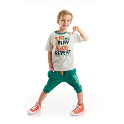 Denokids Oyun Zamanı Timsah Erkek Çocuk T-shirt Kapri Şort Takım CFF-22Y1-015