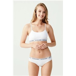 U.S. Polo Assn. Kadın Beyaz Ip Askılı Balensiz Pamuklu Büstiyer Ve Slip Takım U6S50P04