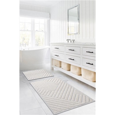 Koza Home Medea Krem 2li Pamuk Banyo Paspas Takımı 60x100 60x50 8594