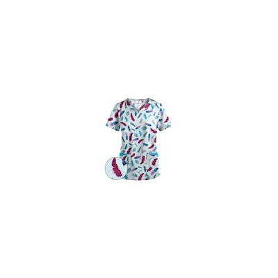 Happy Scrubs® Birds Of A Feather Jazzberry Print Scrub Top