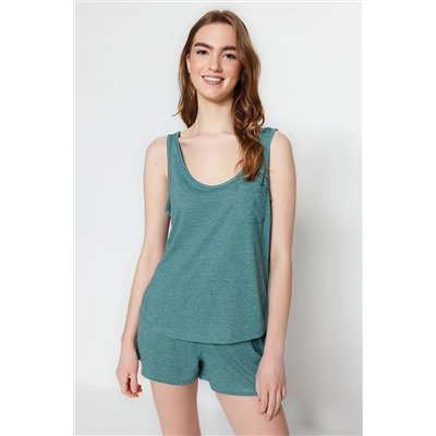 TRENDYOLMİLLA Petrol Cep Detaylı Atlet-Şort Örme Pijama Takımı THMSS23PT00009