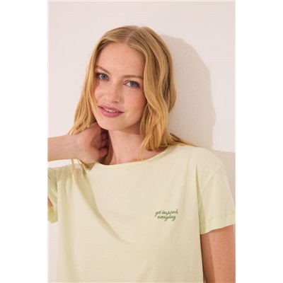 Pijama manga corta algodón estampado verde
