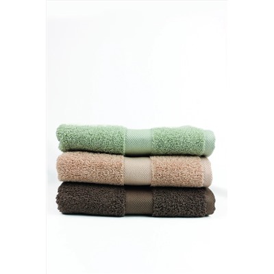 Taka Fabrics Wave % 100 Pamuk El, Yüz, Misafir Havlusu 3 Adet Ölçü 50x80 cm Set Yeşil-Kahve-Bej HWAVETaka3Set50x80cm