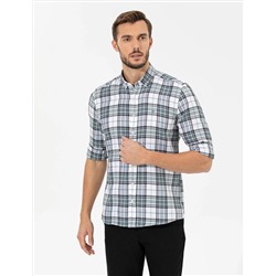 Su Yeşili Slim Fit Uzun Kollu Gömlek