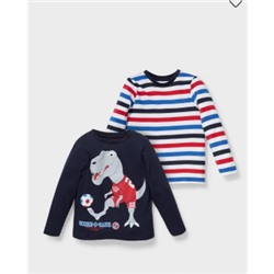 Dino - Langarmshirt - Bio-Baumwolle - 2er Pack