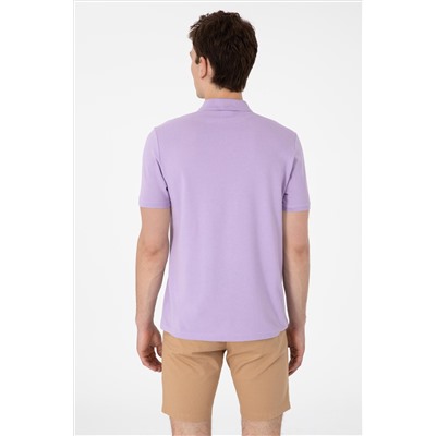 Erkek Regular Fit Polo Yaka Lila Basic Tişört