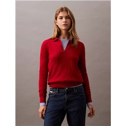 Extra Fine Merino Blend Polo Sweater