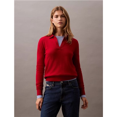 Extra Fine Merino Blend Polo Sweater