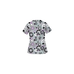 UA Round And Round Silver Print Scrub Top