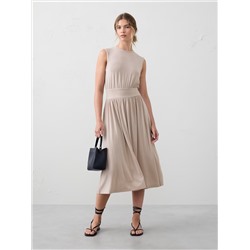 Knit Banded-Waist Midi Dress