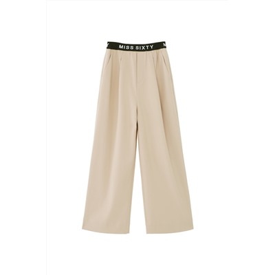 Pantalón palazzo de lana Beige
