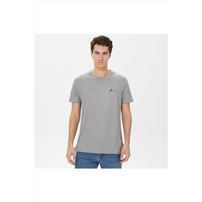 Nautica Erkek Gri Kısa Kollu Standart Fıt T-shırt VE37300T