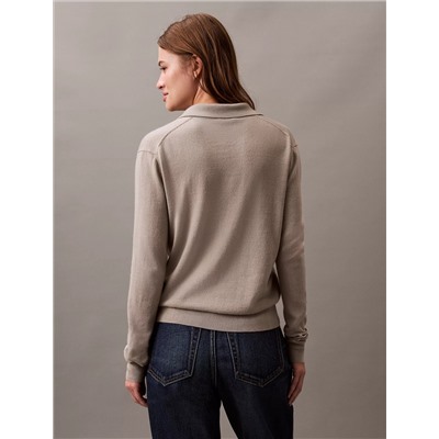 Extra Fine Merino Blend Polo Sweater