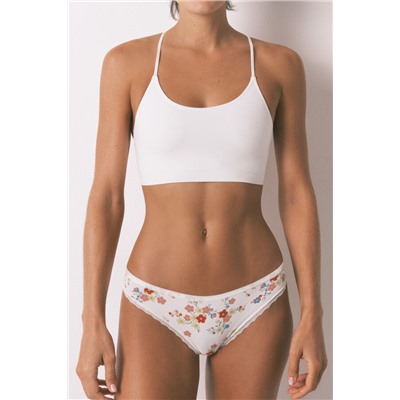 Braga clásica print flores blanco