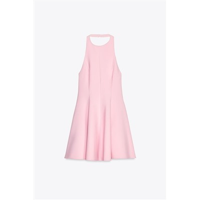 SHORT HALTER GODET DRESS